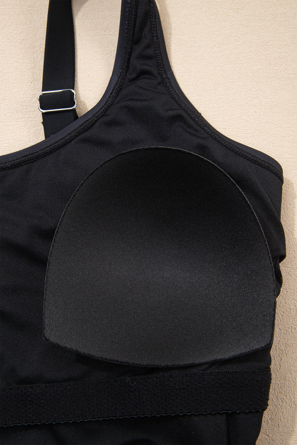 Black Drawstring Big Hole Floral Print Sleeveless One Piece Swimsuit