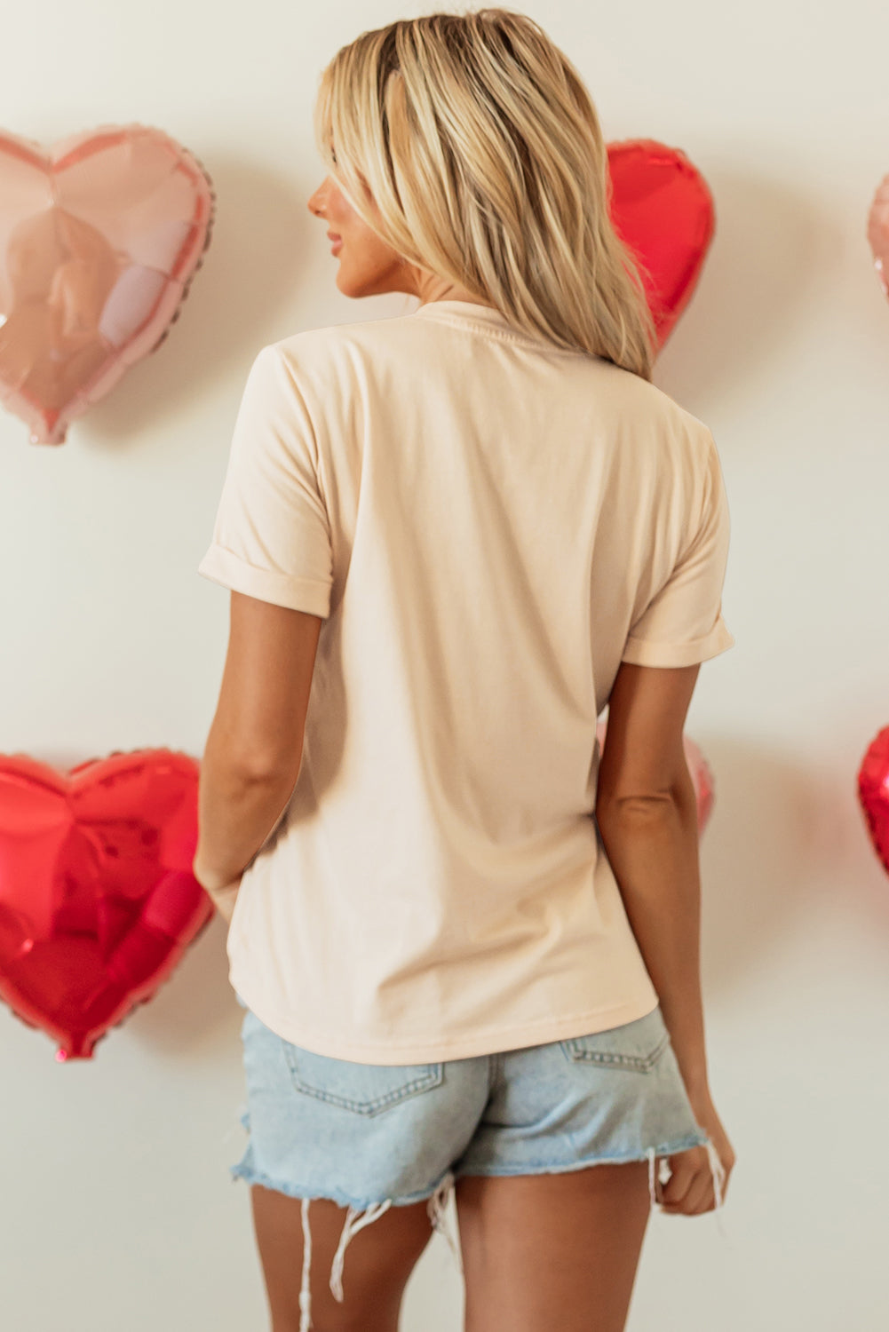 Khaki Western Fashion Valentine Graphic T-shirt