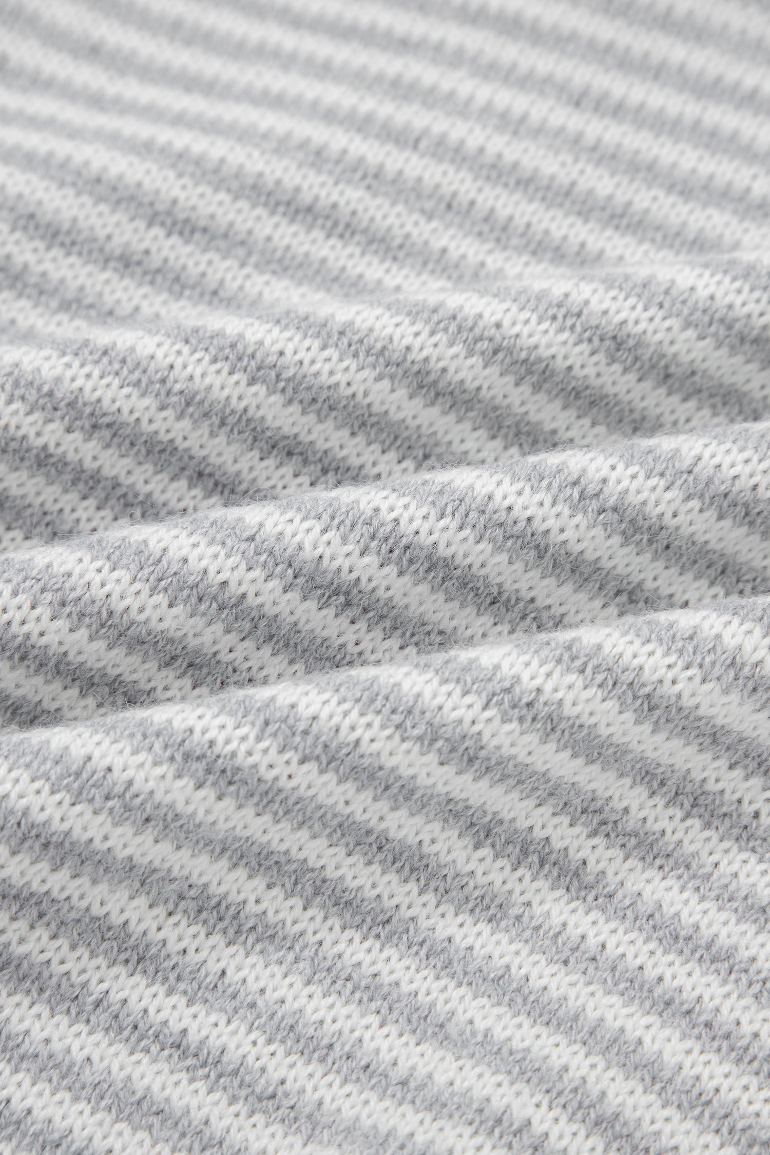 Gray Stripe Contrast Heart Pattern Valentine Knit Sweater