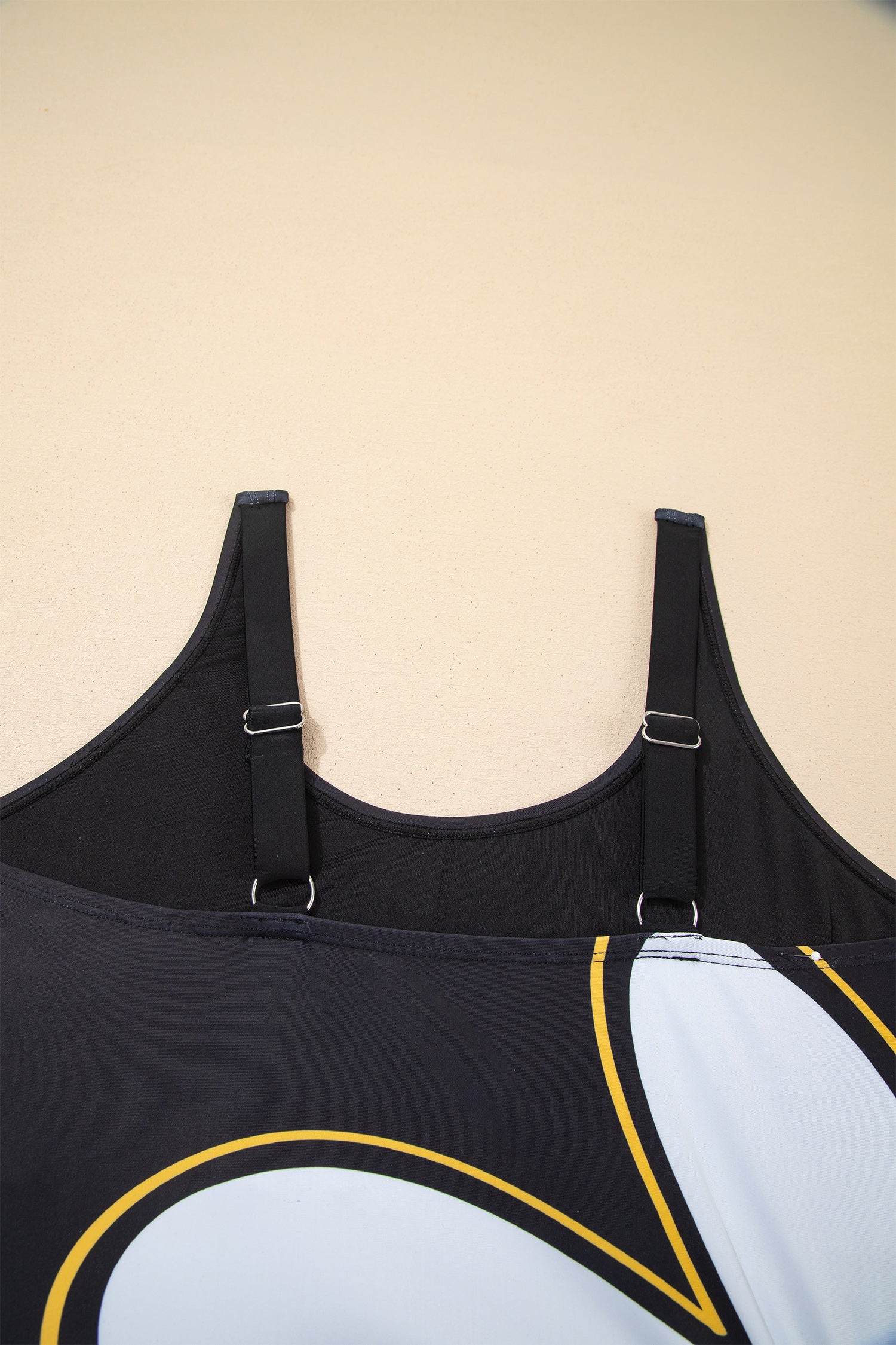 Black Drawstring Big Hole Floral Print Sleeveless One Piece Swimsuit