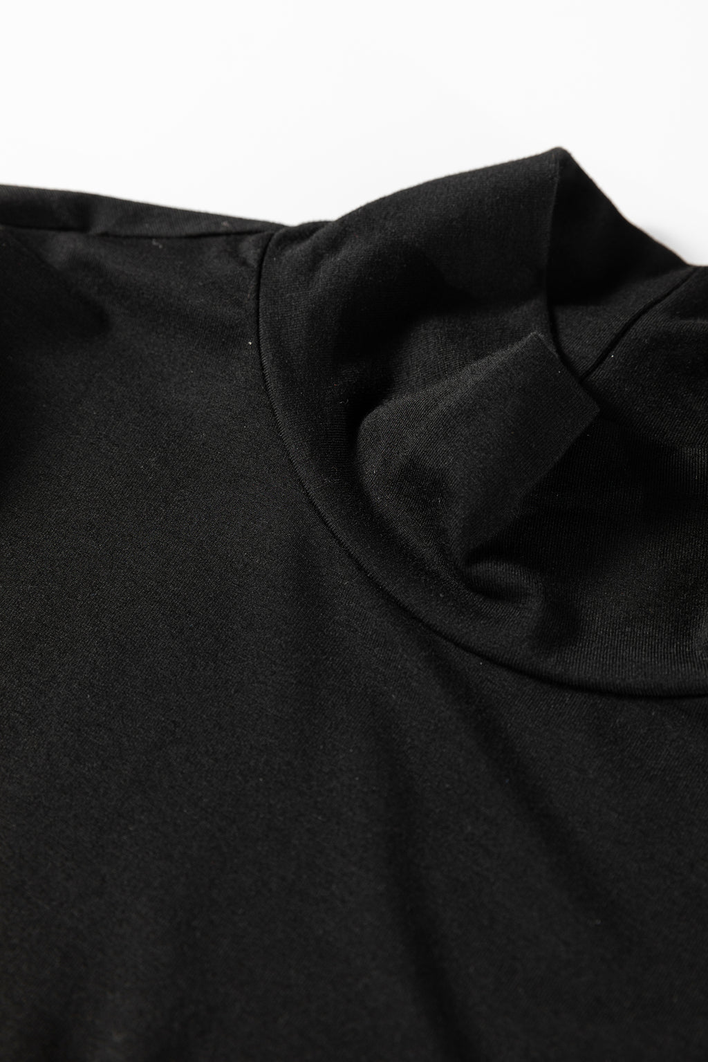 Black Slim Fit High Neck Long Sleeve Basic Top