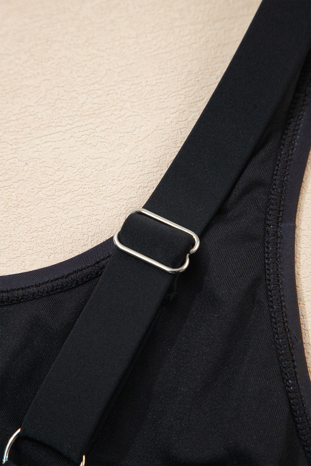 Black Drawstring Big Hole Floral Print Sleeveless One Piece Swimsuit