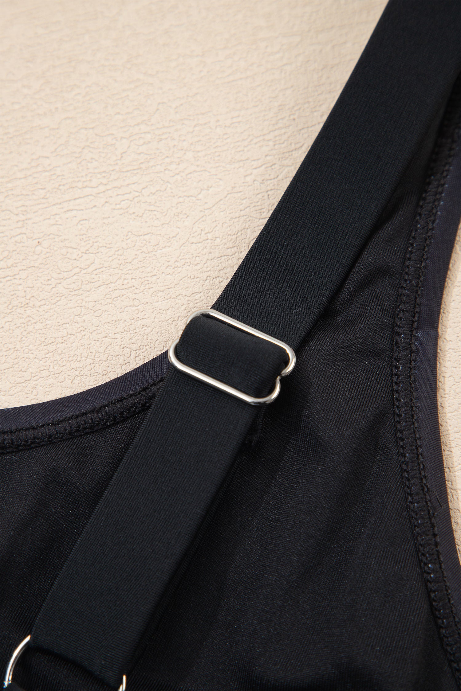 Black Drawstring Big Hole Floral Print Sleeveless One Piece Swimsuit